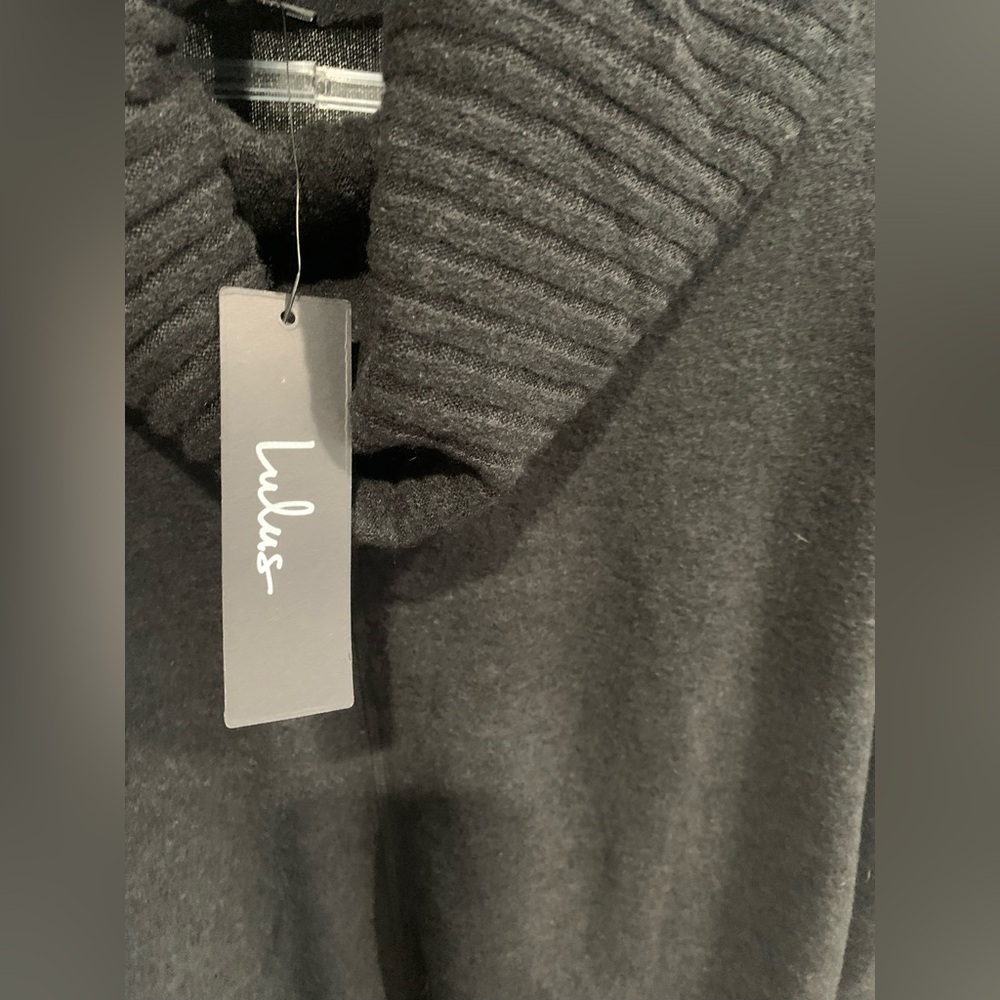 NWT Lulus Autumn Daze Black Cowl Neck Long Sleeve Sweater Dress - Size L - Picture 9 of 15